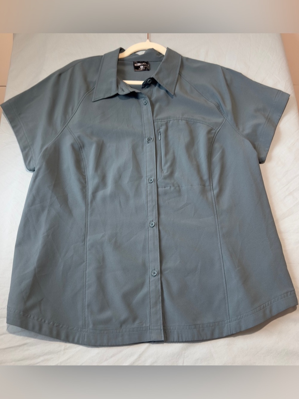 32 Degrees Cool Short Sleeve Button Down Shirt Blue Gray Size XL